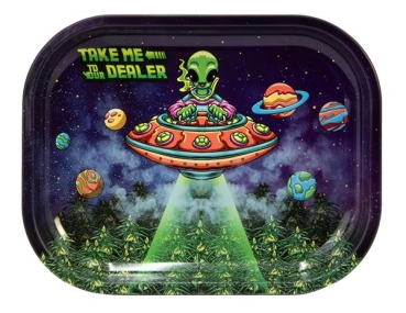 Dreh-Tablett - Rolling Tray, MINI, "Dealer Alien" Maße: ca. 18x12,5x1cm